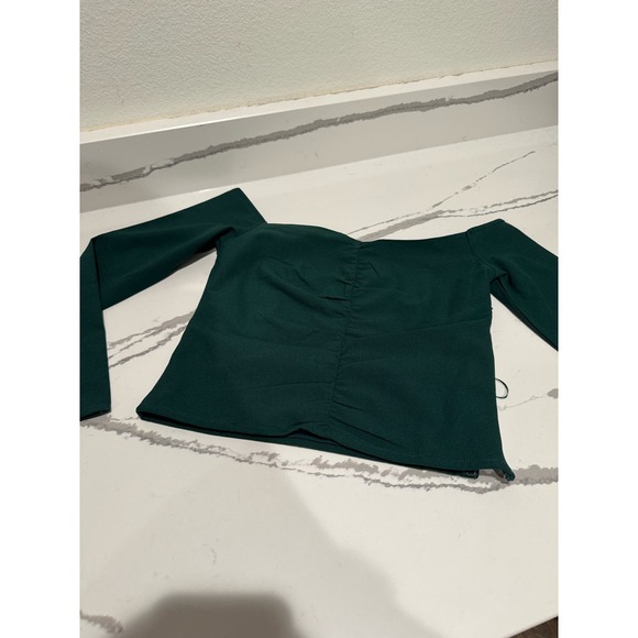 Abercrombie & Fitch Long-Sleeve Cinched‎ Front Off-the-Shoulder Crop Size XS - Picture 4 of 6